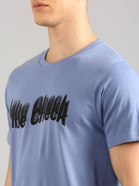Blue Printed Regular Fit T-Shirt